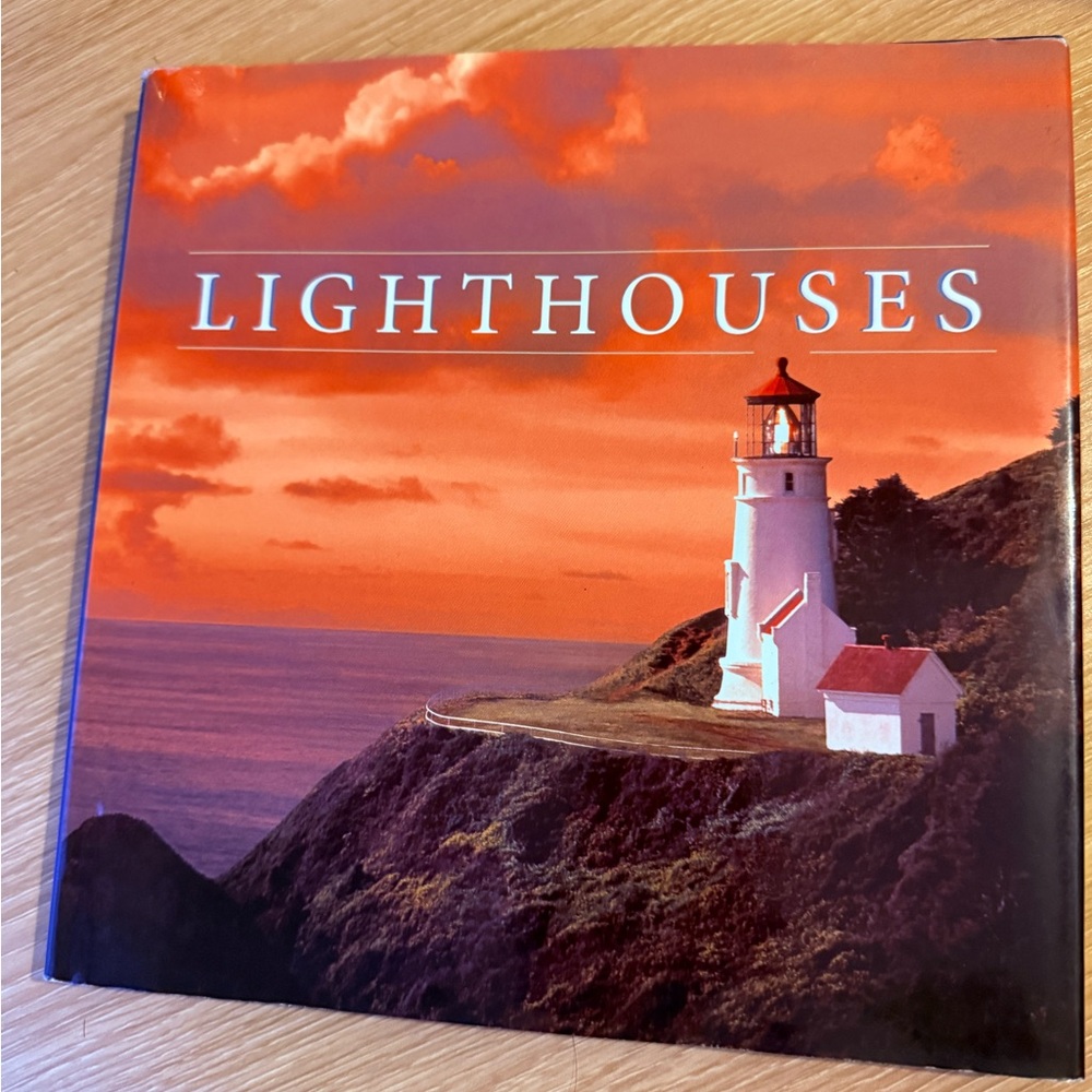 Lighthouses Decorative Book in Orange and White